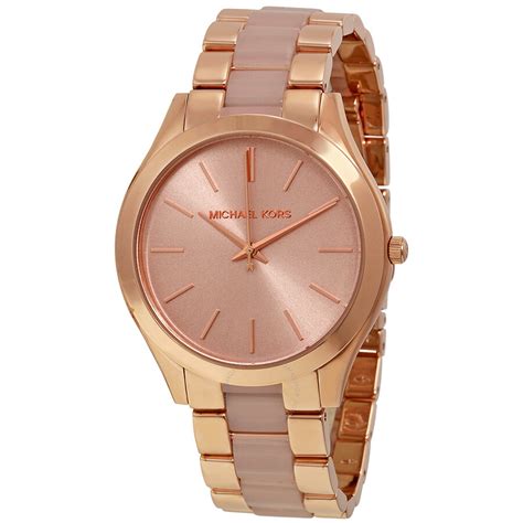 michael kors slim rose gold watch|rose gold watch with numbers.